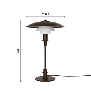  PH 3/2 Aged Brass Opal Bordlampe
