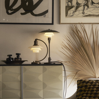  PH 3/2 Aged Brass Opal Bordlampe